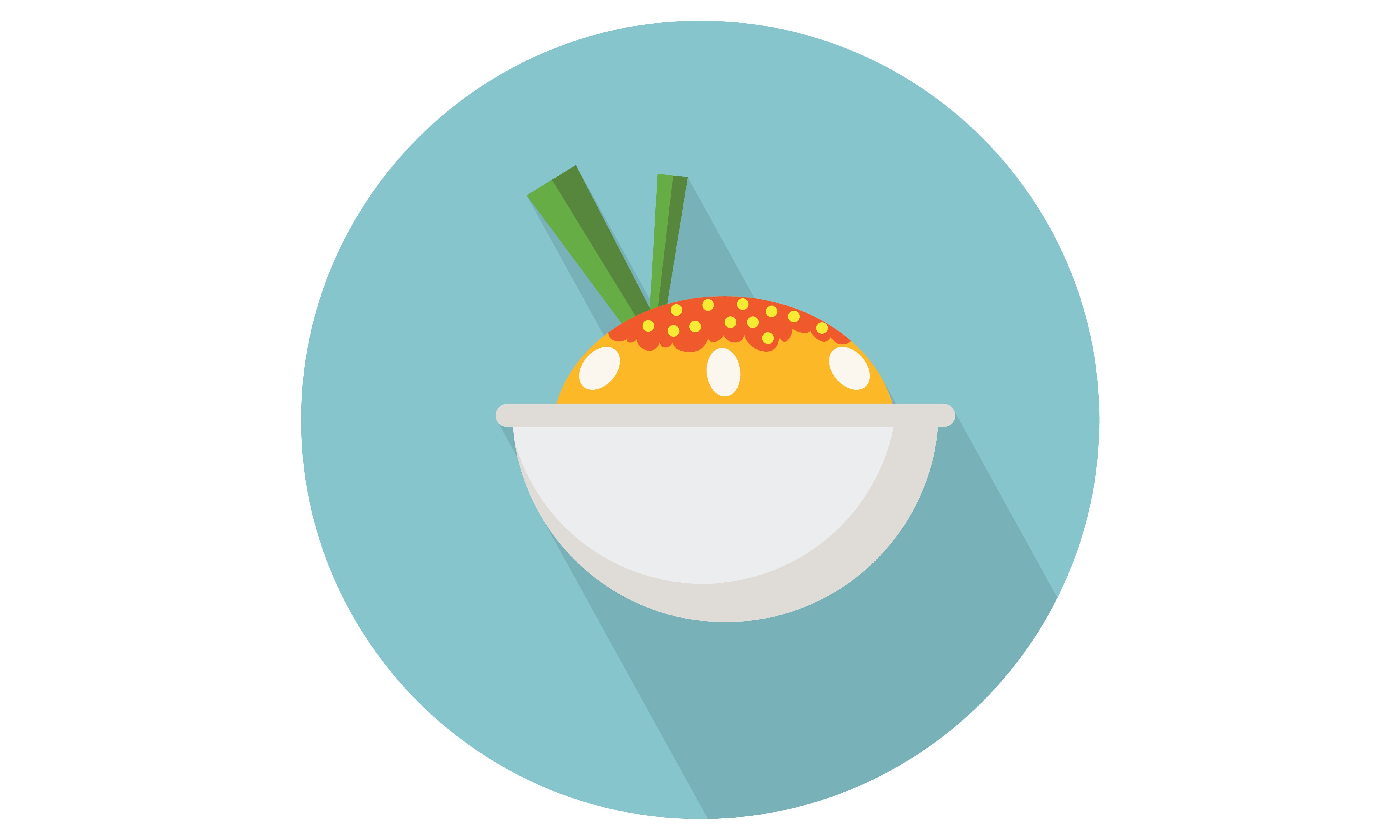 5000x3000 Rice Bowl Vector Flat Icons For Food Apps And Web