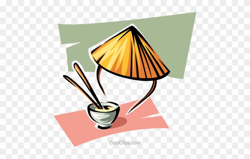 840x535 Rice Bowl And Chinese Hat Royalty Free Vector Clip