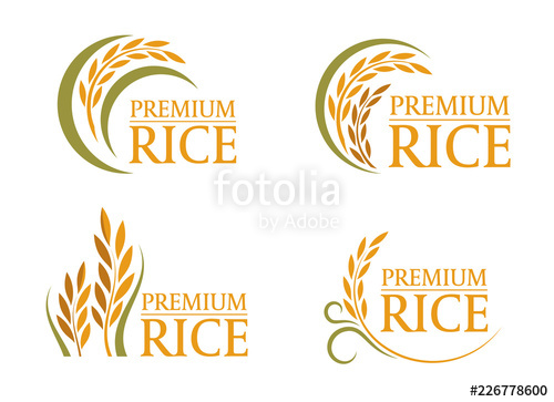 500x363 Yellow And Green Paddy Premium Rice Logo Sign Style Vector
