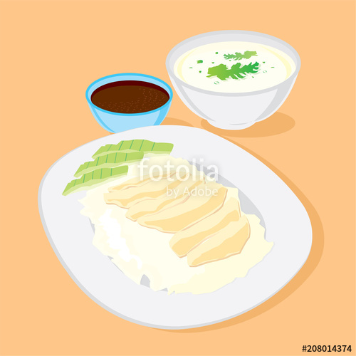 500x500 Graphic Style, Hainanese Chicken Rice, Vector Illustration Design