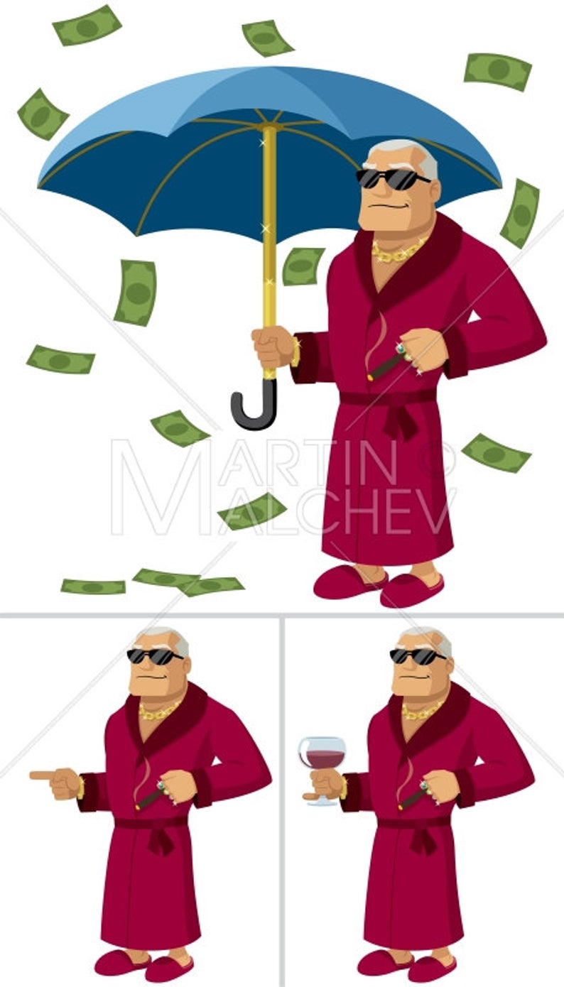 794x1390 Rich Man Vector Cartoon Illustration Wealthy Successful Etsy