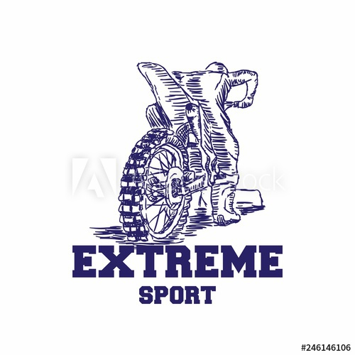 500x500 Motocross Rider Badge Logo Emblem Vector Illustration Hand Drawn