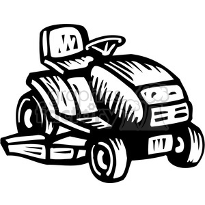 300x300 Black And White Riding Lawn Mower Clipart Royalty Free Gif