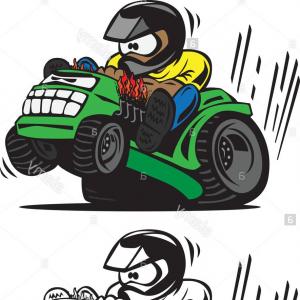 300x300 Cartoon Racing Lawnmower Vector Illustration Hoodamathrun