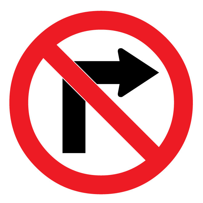 660x660 No Right Turn Vector Sign