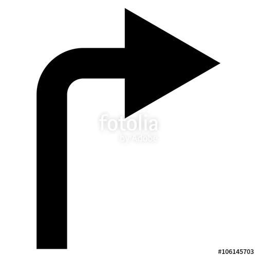 500x500 Turn Right Vector Icon Style Is Flat Icon Symbol, Black Color