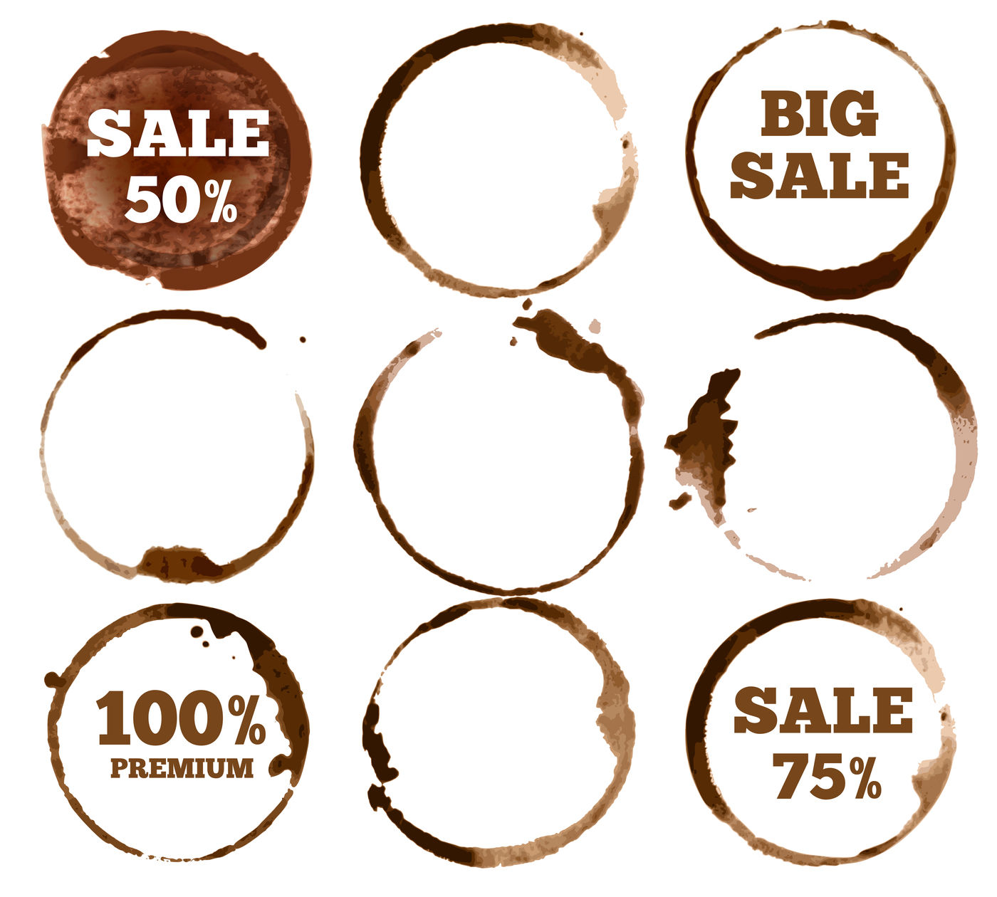 1400x1260 Coffee Labels Watercolor Dirty Ring Stain Logo Vector