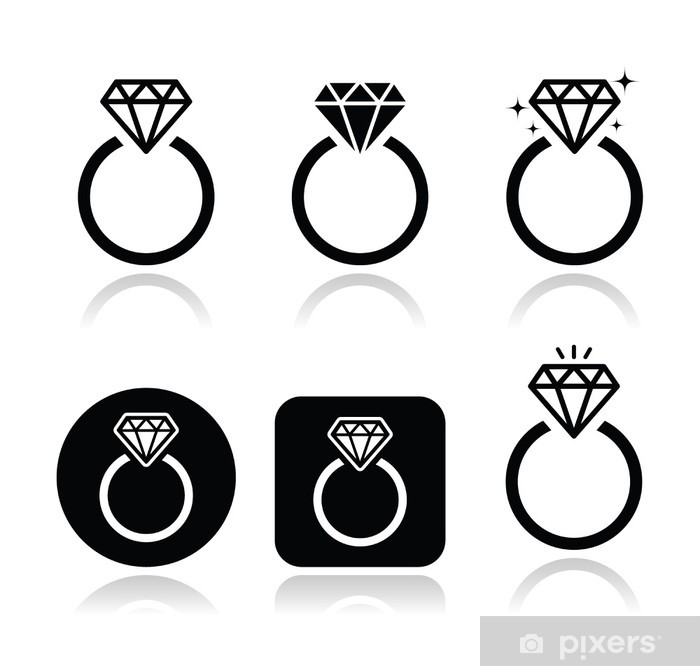 700x666 Diamond Engagement Ring Vector Icon Wall Mural