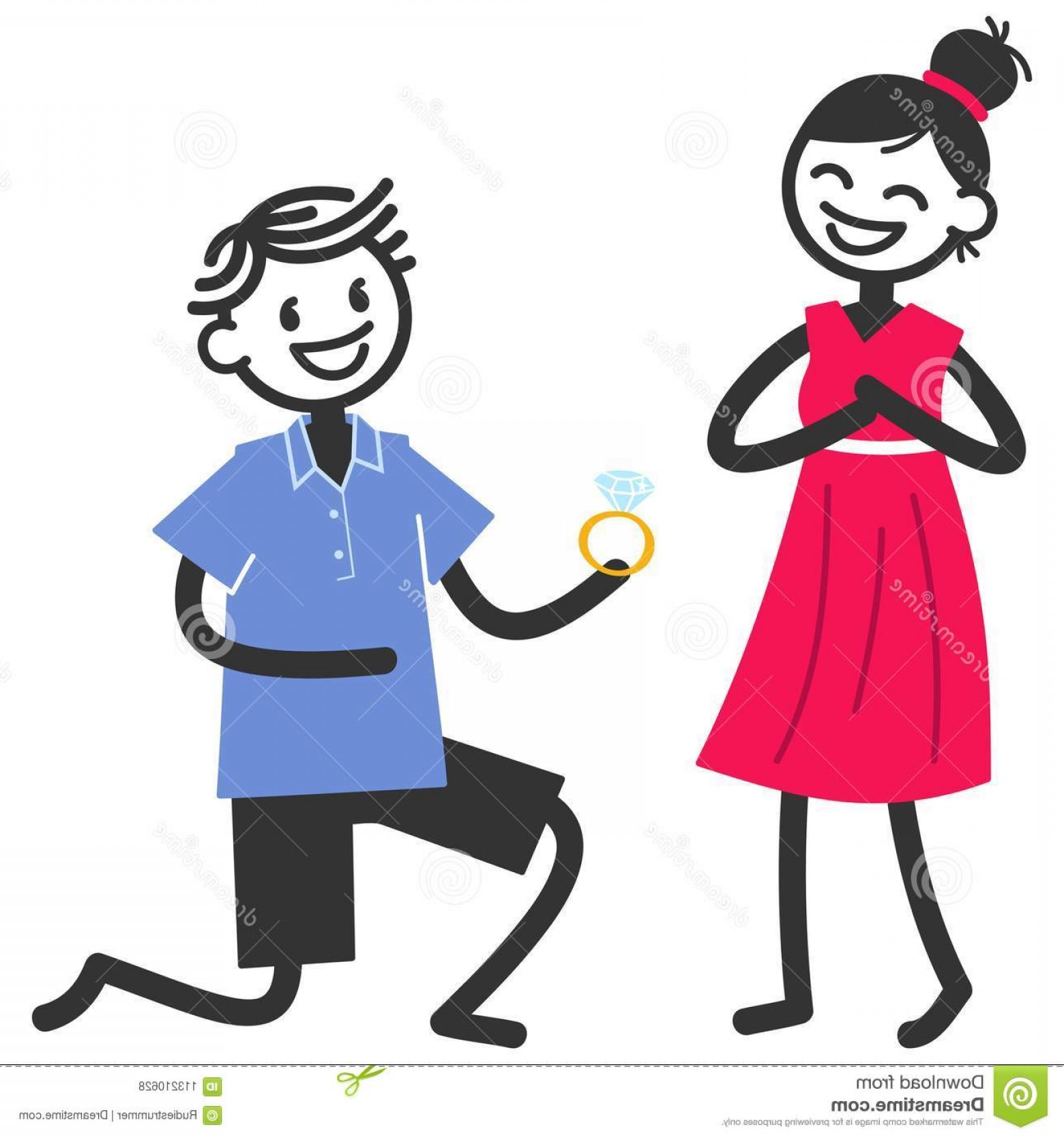 1560x1668 Vector Illustration Cute Stick Figures Boy Proposing To Girl