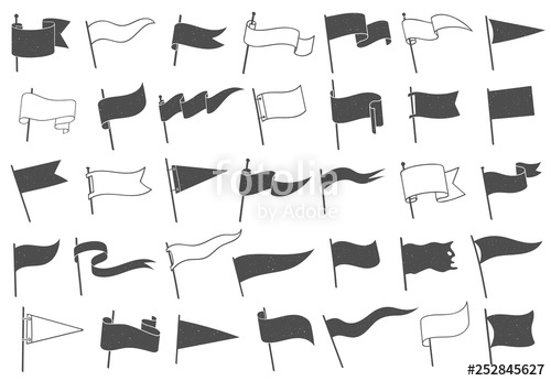 500x346 Retro Flag Silhouette Vintage Waving Flags, Ripped Banner