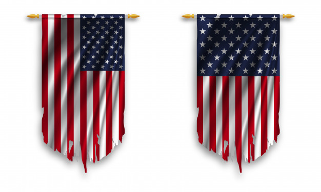 626x375 Set Of Us Pennants Torn Flags On White Background Vector
