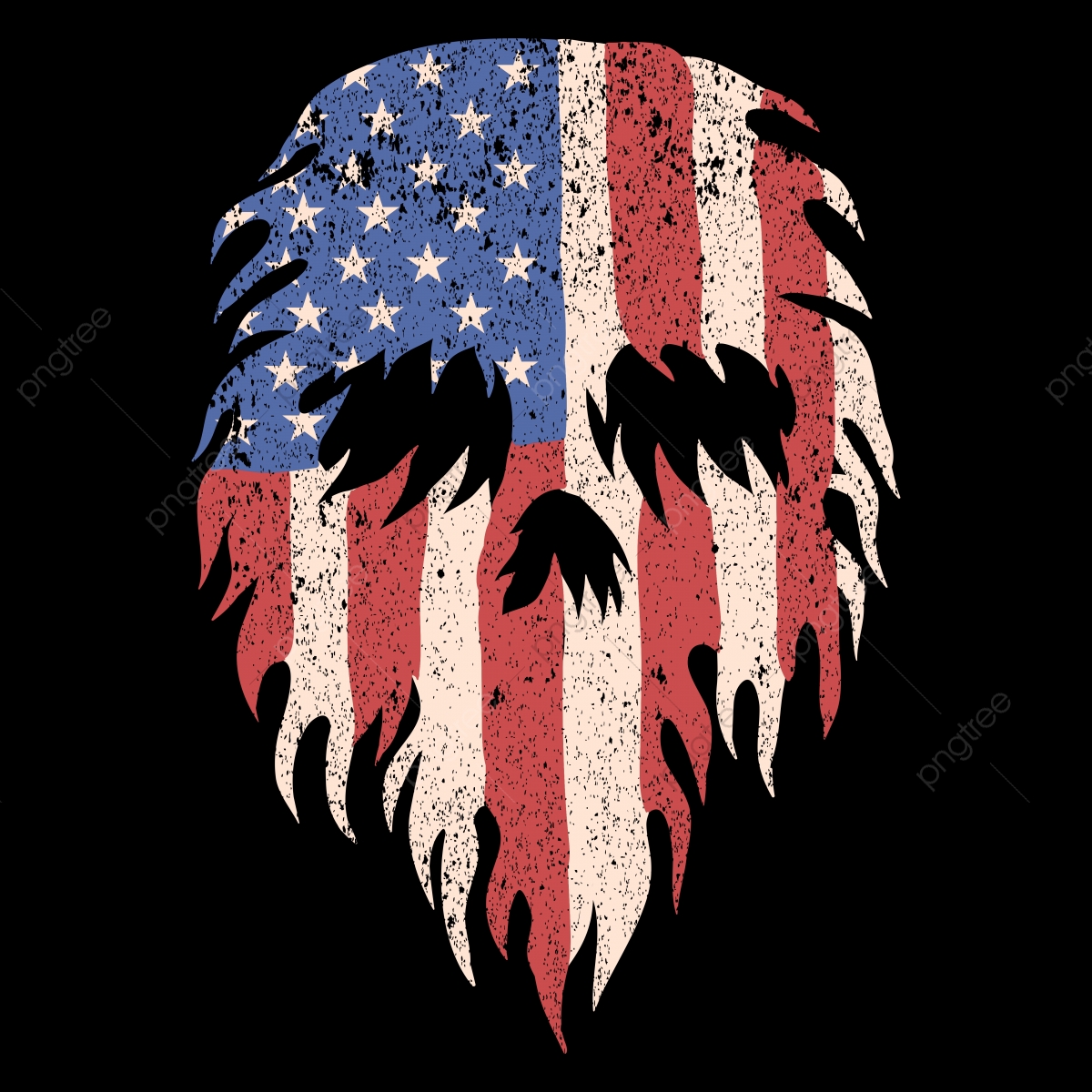 1200x1200 Skull Usa Torn Flag Vector Illustration, Abstract, America