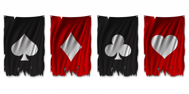 626x313 Suit Deck Of Cards On Torn Flag Vector Premium Download