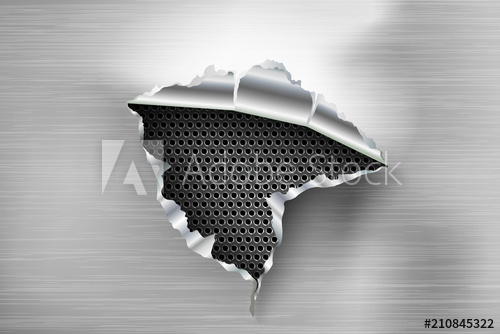 500x334 Ragged Hole Torn In Ripped Steel On Metal
