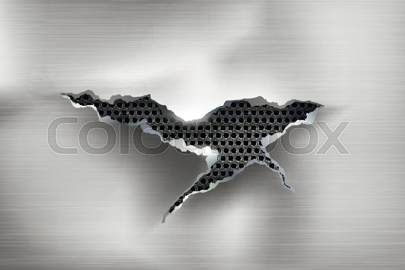 800x534 Hole Torn In Ripped Steel On Metal Stock Vector Colourbox