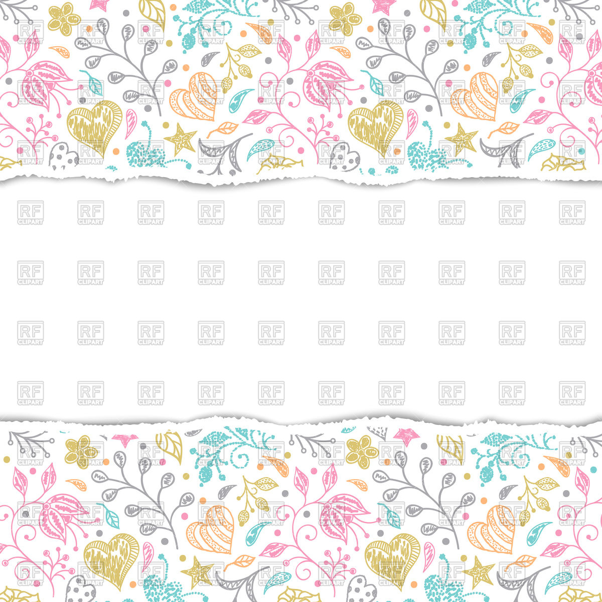 1200x1200 Floral Pattern With Ripped Paper Vector Image Of Backgrounds