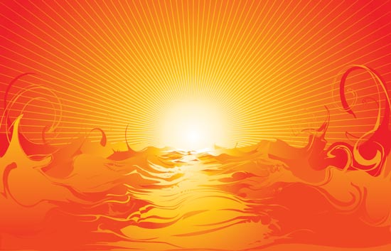 550x353 Rising Sun Over Sea Vector