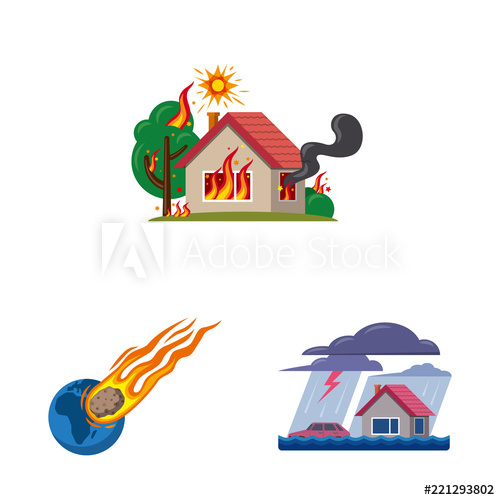 500x500 Vector Illustration Of Natural And Disaster Symbol Collection