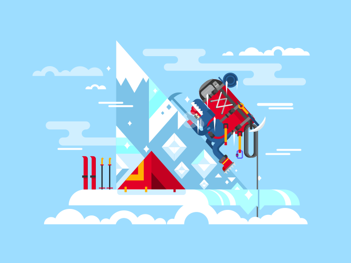 700x525 Climber Conquers The Summit Flat Illustration