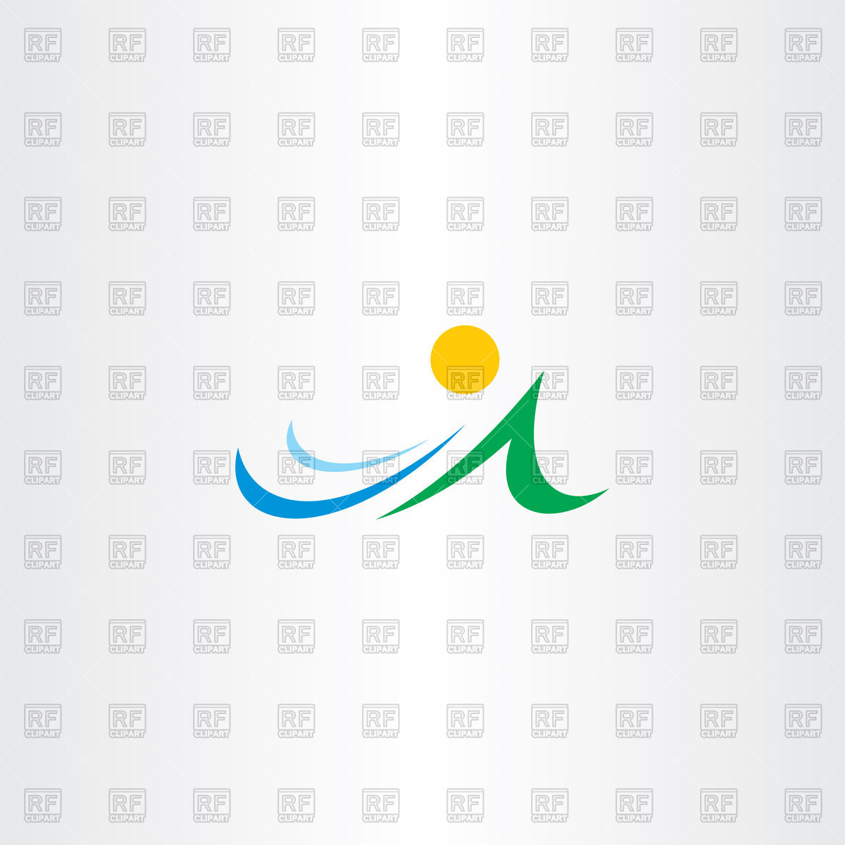 1200x1200 Mountain River And Sun Icon Vector Image Of Plants And Animals