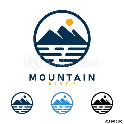 500x500 Mountain River Design Logo Vector, Mountain Logo, River Logo