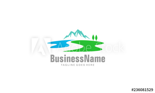 500x300 Mountain River Logo Vector Template
