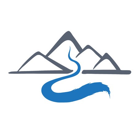 450x450 Mountain River Or Stream Logo, Vector Icon Illustration Royalty