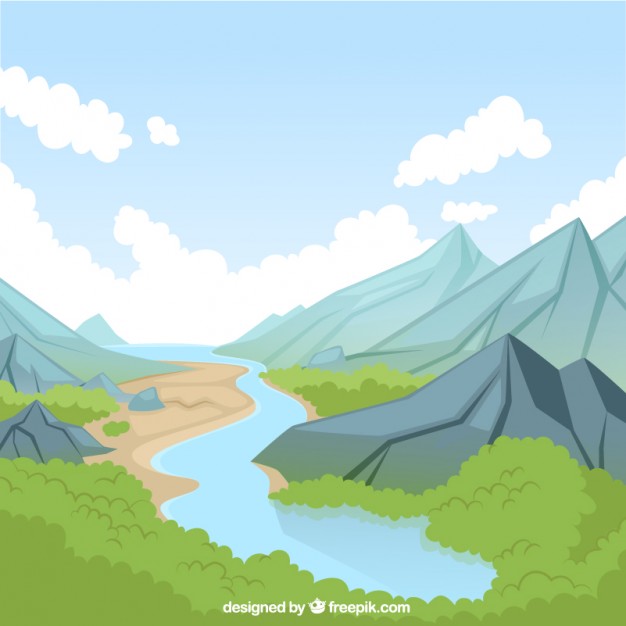 626x626 Natural Landscape With River Vector Free Download