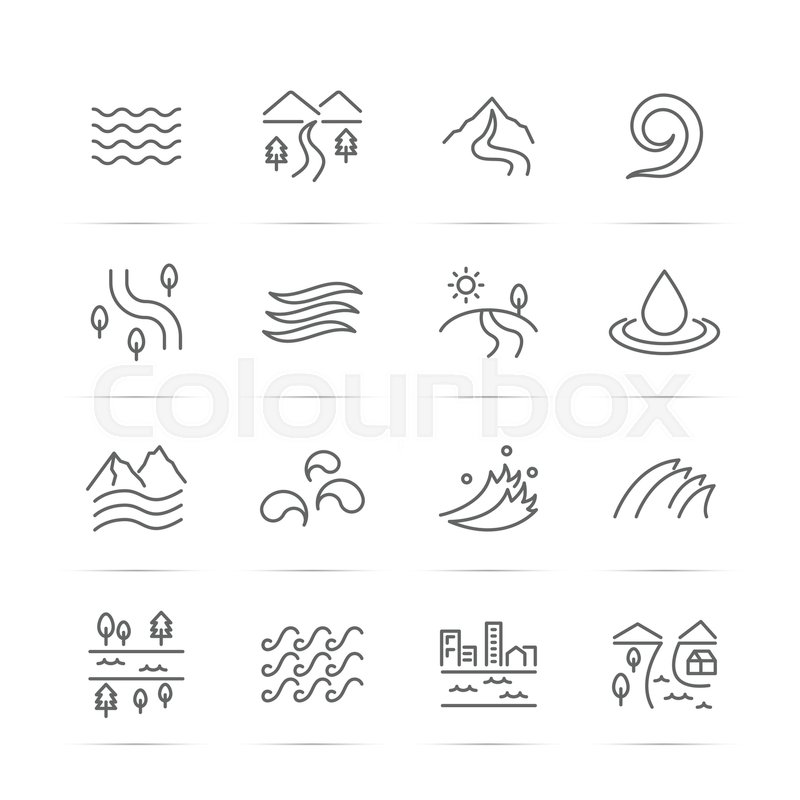 800x800 River Vector Line Icons, Minimal Stock Vector Colourbox