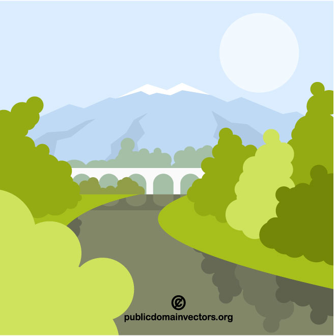 660x660 Bridge Over The River Vector Image