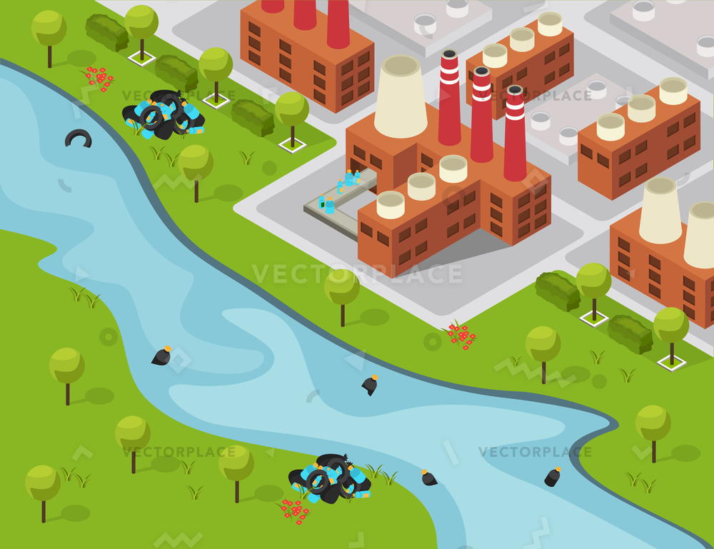 1000x769 Drastic Plastic Isometric Composition Outdoor Landscape Vector