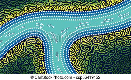 450x273 River, Aboriginal Art Vector Background With River, Landscape