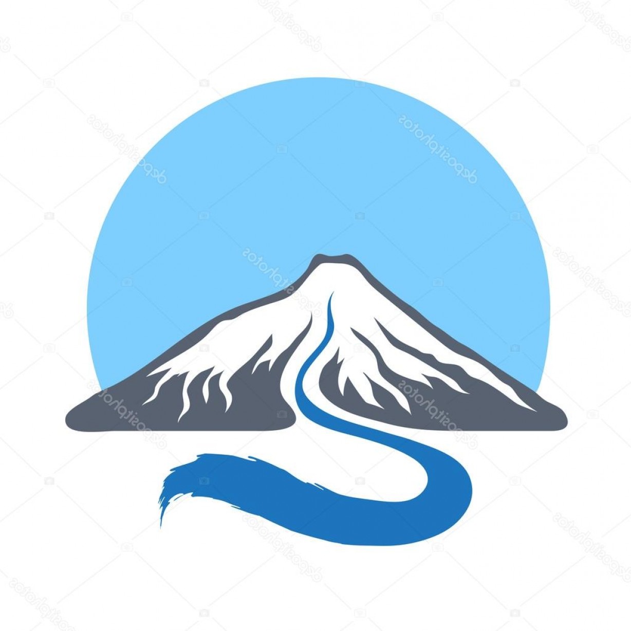 1228x1228 Stock Illustration Mountain River Vector Logo Illustration
