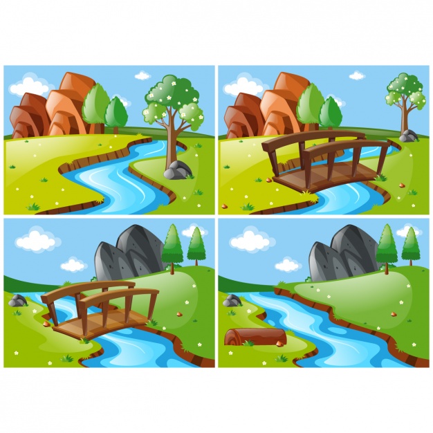 626x626 Different Landscape Scenes With A River Vector Free Download