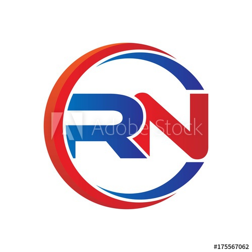500x500 Rn Logo Vector Modern Initial Swoosh Circle Blue And Red