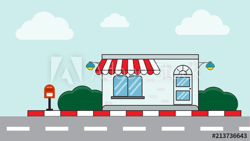 500x281 Shopping Mall Building On Road Background
