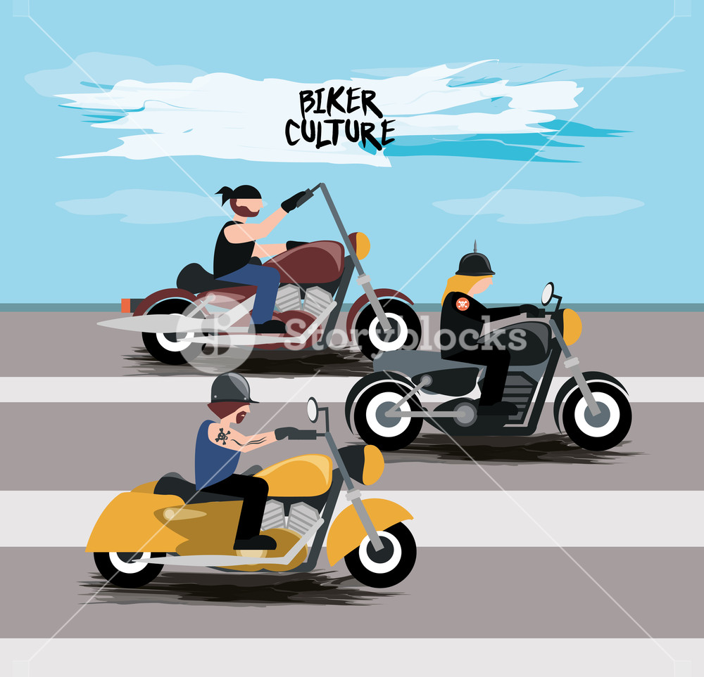 1000x963 Motorcyclists Driving Their Motorcycles Icon Over Road Background