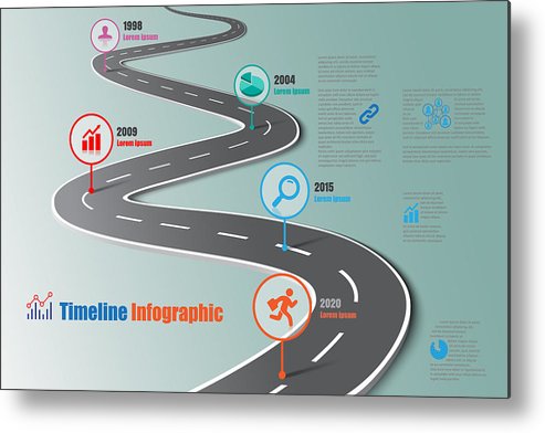 493x392 Business Road Map Timeline Infographic, Vector Illustration Metal