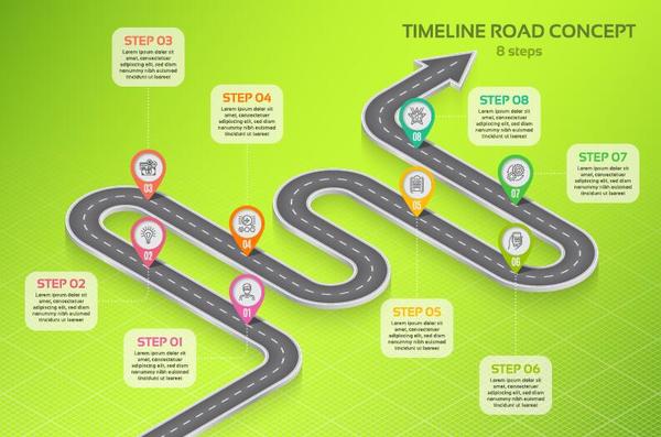 600x397 Road Map Infographic Template Vector Free Download