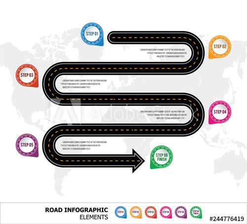 500x453 Road Map Vector Infographics Template