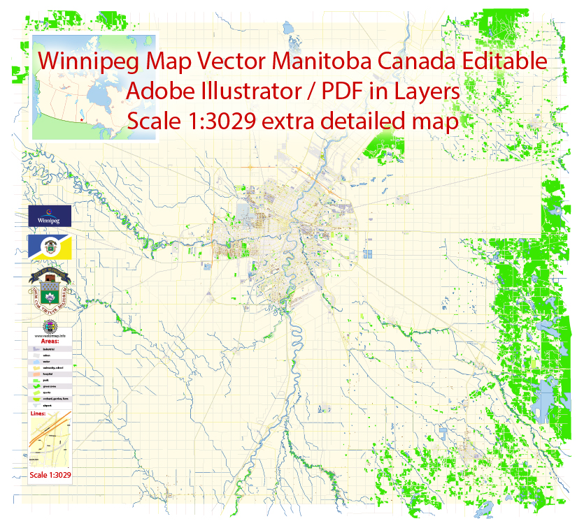 835x756 Winnipeg Map Vector Canada Exact City Plan Detailed Road Map