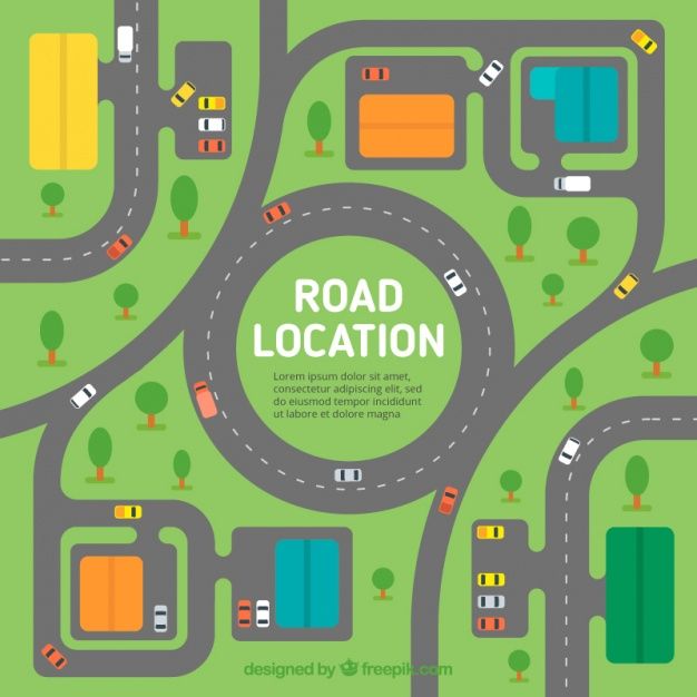 626x626 Flat Background Of Road Map With Vehicles And Trees Free Vector