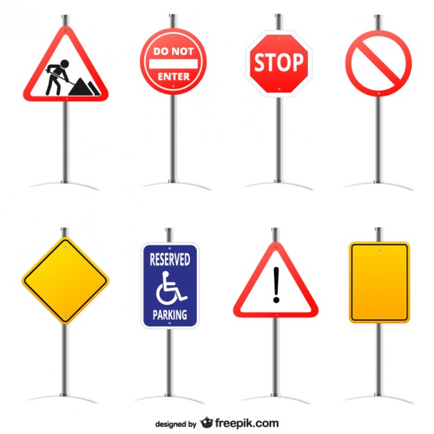 626x626 Road Signs Set Vector Free Download