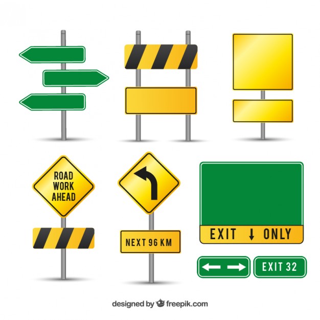 626x626 Caution Road Signs Vector Free Download