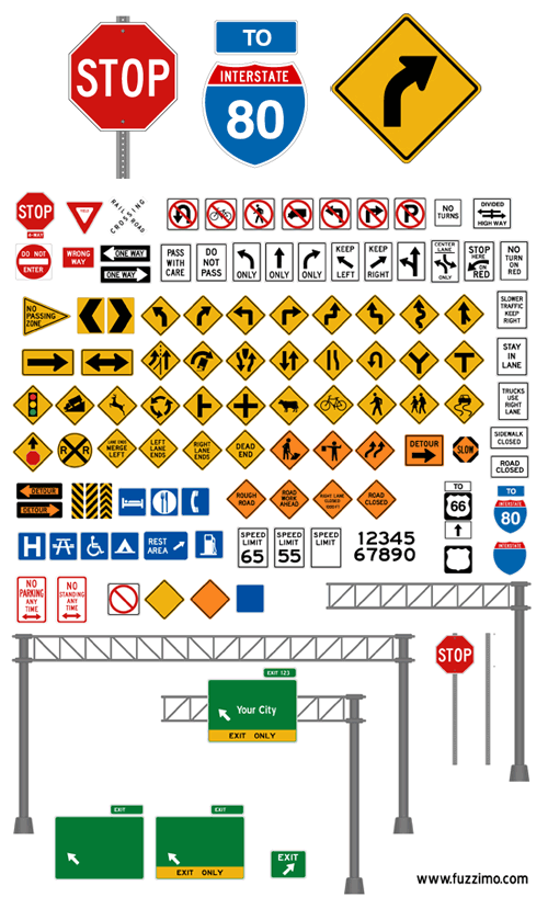 500x818 Free Vector Road Signs