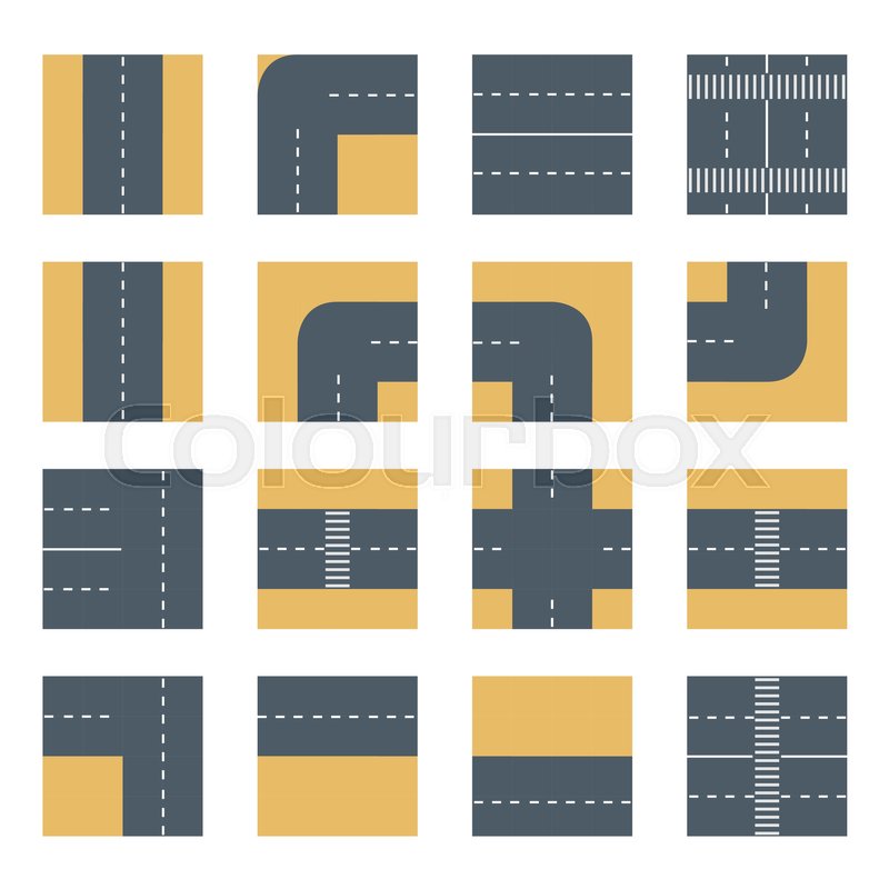 800x800 Flat Top View Set Icons Road Highway Stock Vector Colourbox
