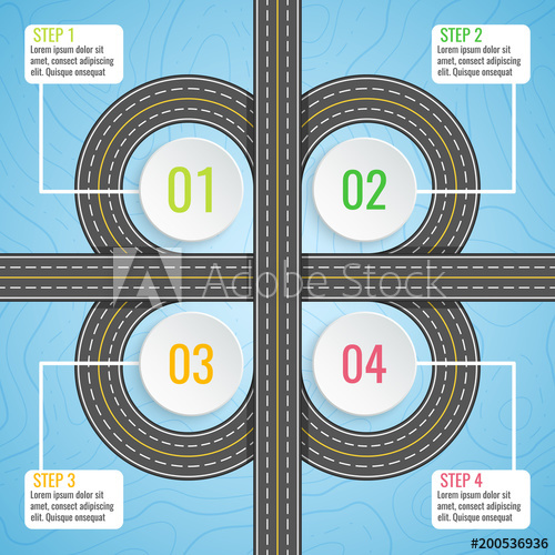 500x500 Infographics Template With Clover Road Map Top View Vector