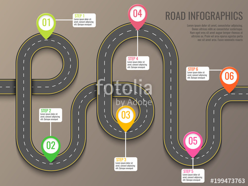 500x375 Infographics Template With Road Map Using Pointers Top View