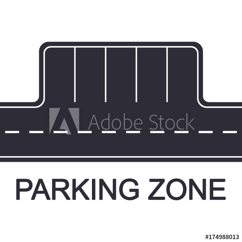 500x500 Parking Zone Concept Road With Parking Places, Top View Vector