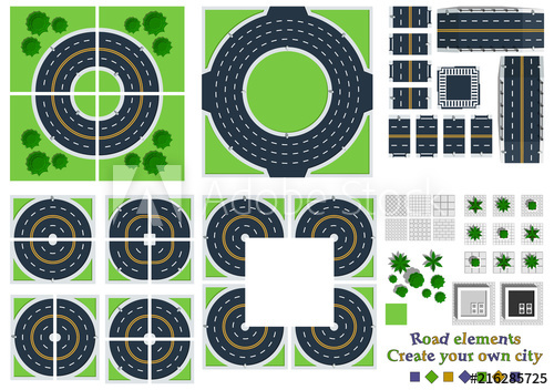 500x352 Road Elements Top View Vector Illustration View From Above
